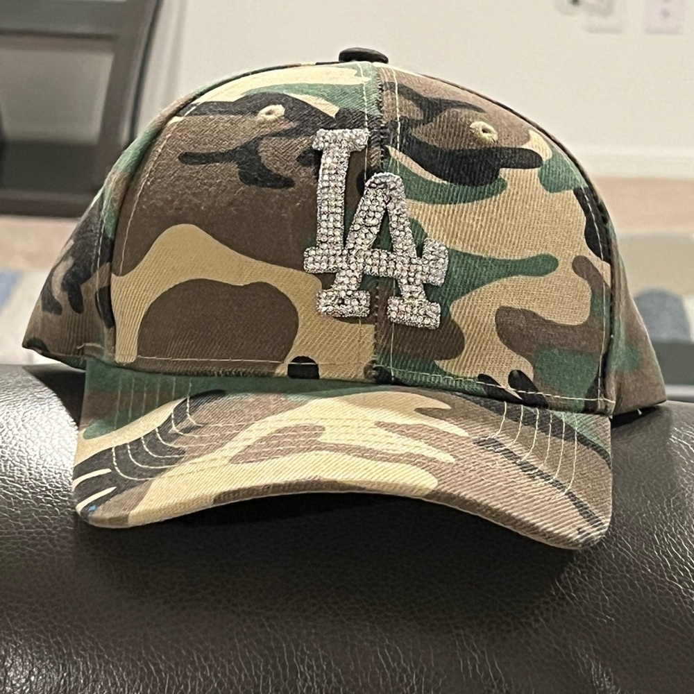 LA Rhinestone Camouflage Kids Baseball Cap